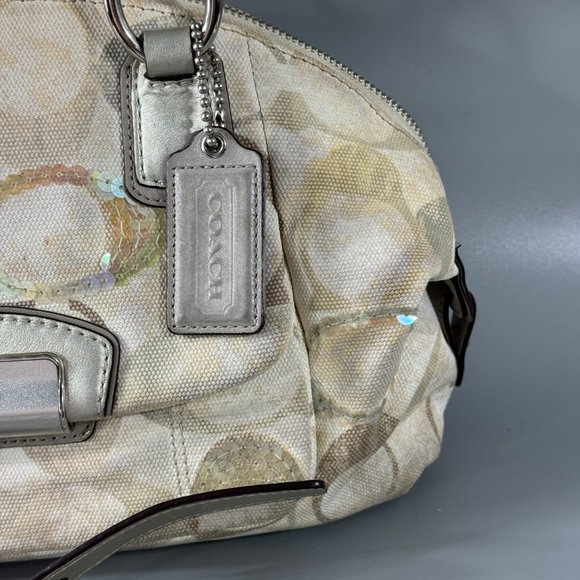 Authentic COACH # 19338 Kristin Signature Dome Sequin Satchel Shoulder Bag - Picture 3 of 14